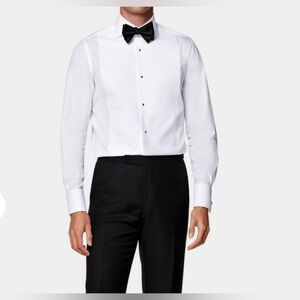 Suitsupply White Dress Shirt with Black Accents